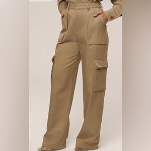 JLUXLABEL Wide Leg Tan Cargo Pants